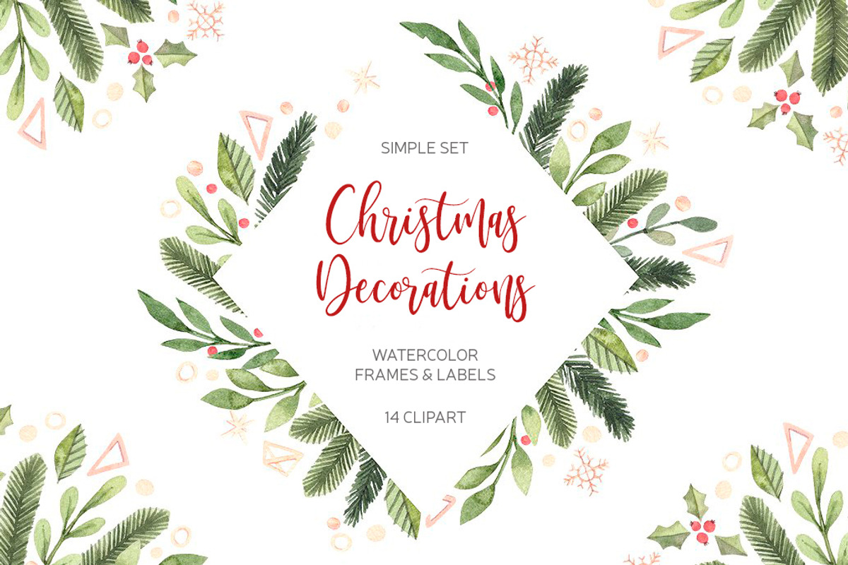Watercolor Christmas decorations, a Decorative Illustration by Kate Macate (Photo 1 of 4)