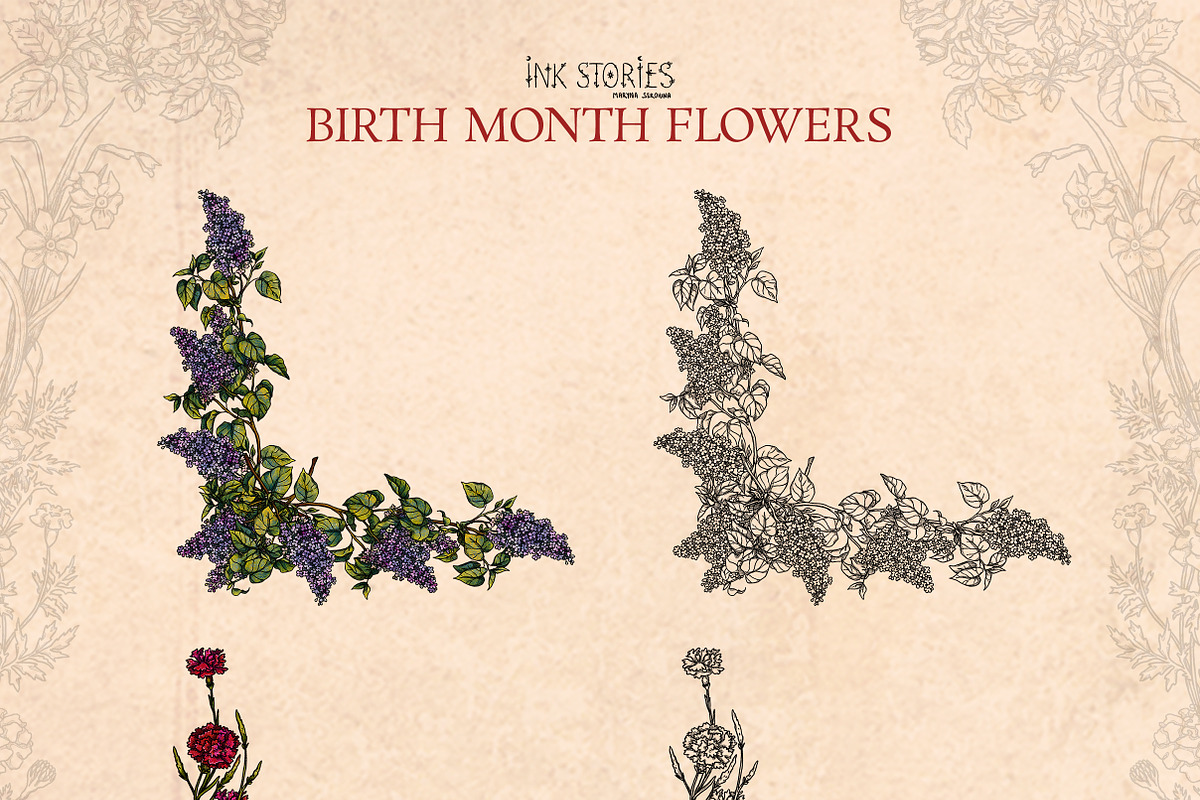 Birth Month Flowers Handcrafted, a Decorative Illustration by Ink Stories (Photo 10 of 15)