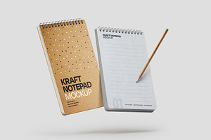 Kraft Notepad Mockup Set, Sketchbook