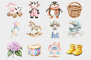 Watercolor Nursery Clipart, a Seasonal Illustration by Design Market (Thumbnail 4 of 5)