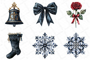 Watercolor Gothic Christmas Clipart, an Illustration by DreamPrint404 (Thumbnail 5 of 7)