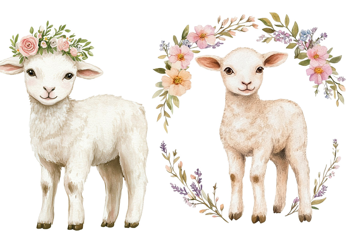 Spring Floral Baby Lamb Png, an Illustration by CitraGraphics (Photo 3 of 5)