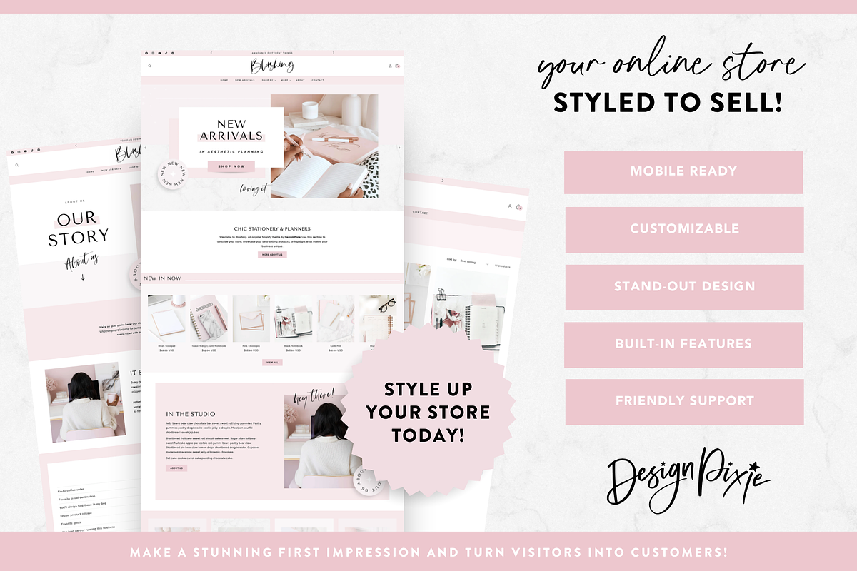 Pink Shopify Theme | Blush Marble, a Shopify Template by Design Pixie (Photo 3 of 11)