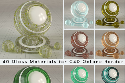 40 Glass Materials for C4D Octane, a Textures & Material 3D Model by 3DTreatment