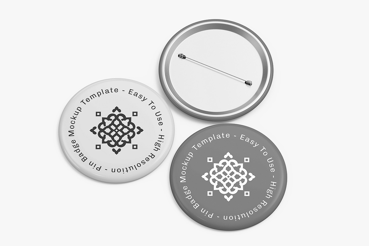 Pin Badge Mockup Template, an Advertising Mockup by graphypix (Photo 4 of 4)