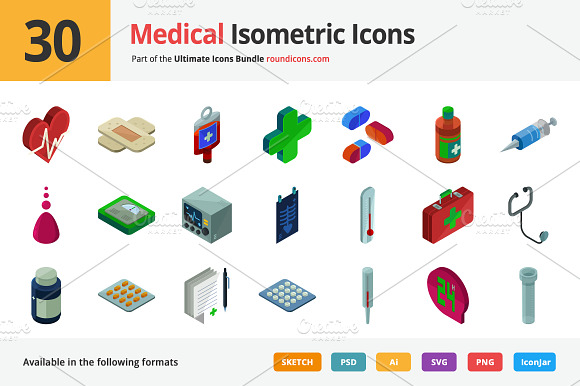 30 Medical Isometric Icons