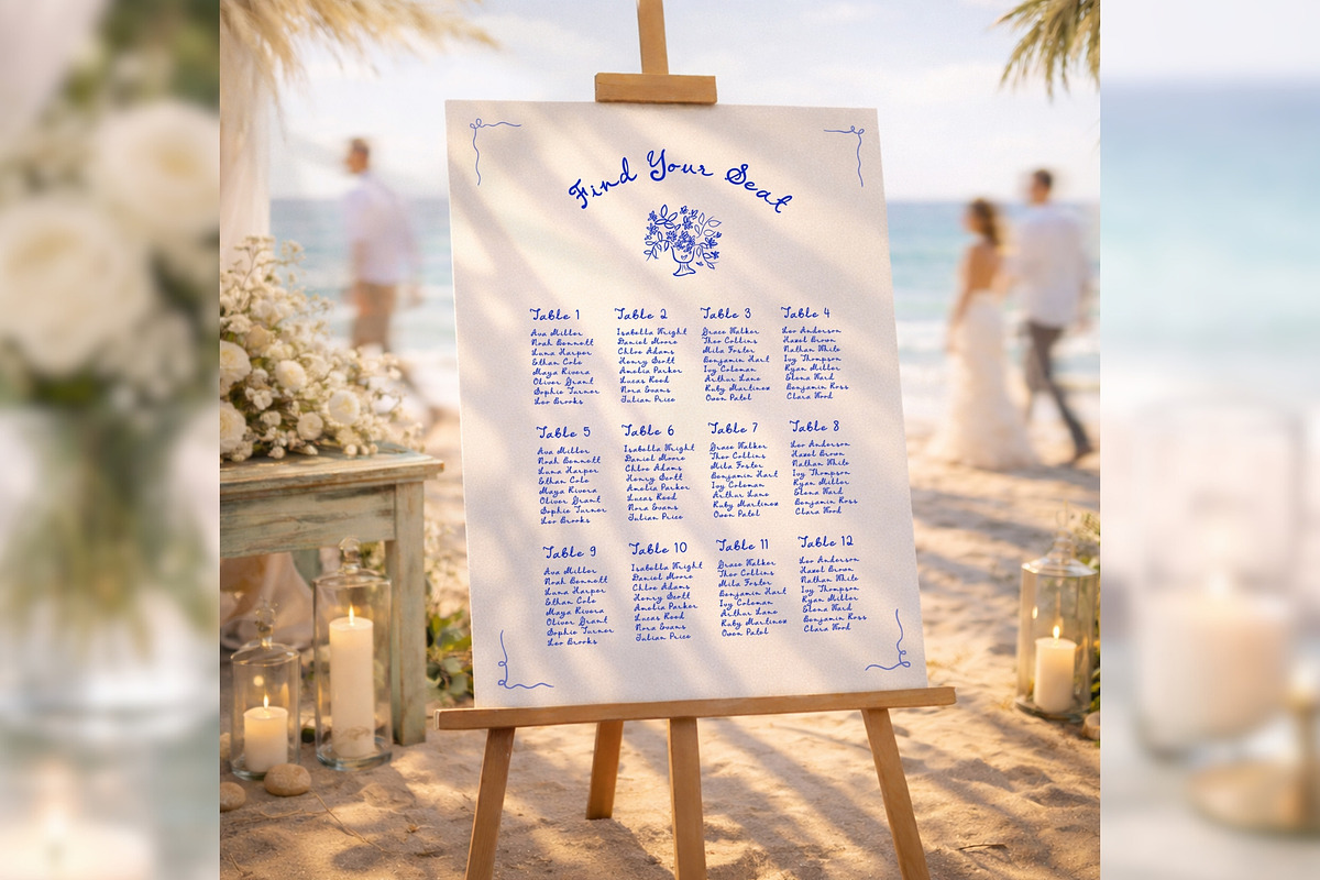 HandDrawn SeatingChart Canva bd001, a Poster Template by TyphoonStudio (Photo 1 of 9)