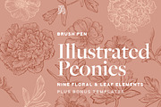 Illustrated Peonies, a Decorative Illustration by Yung (Thumbnail 1 of 5)