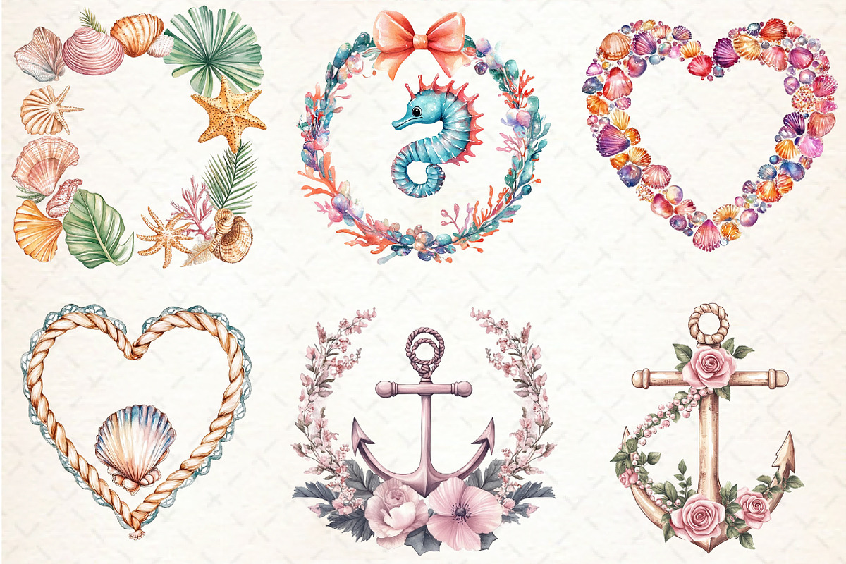 Coquette Coastal Summer Frame Bundle, an Illustration by Libby Wishes (Photo 5 of 7)