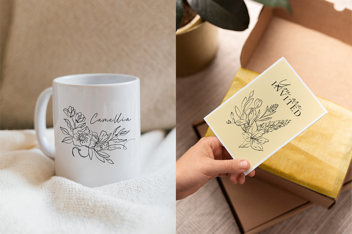 Minimalistic Spring Flowers Line Art, a Decorative Illustration by La Petite Line Art (Photo 6 of 12)