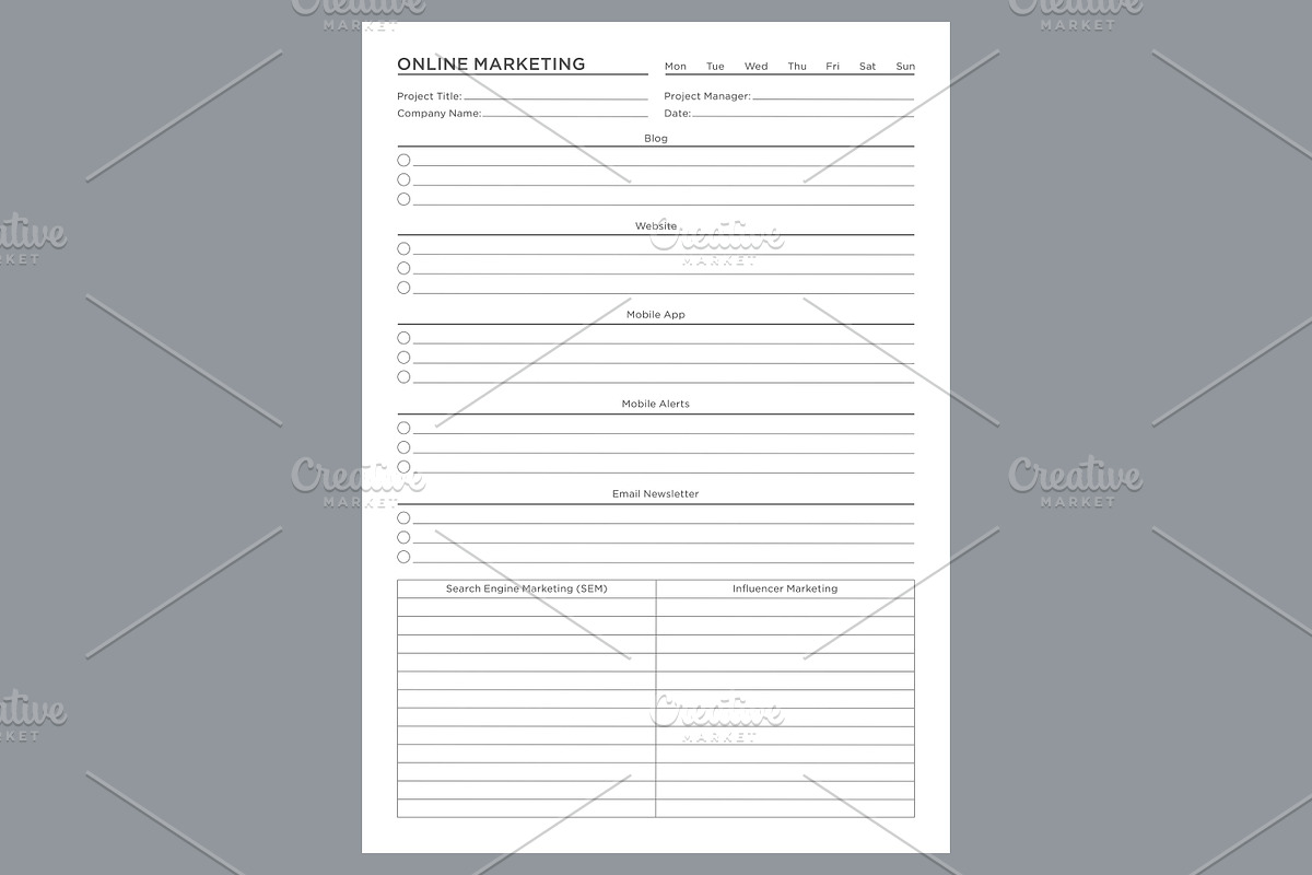 Online Marketing Planner Sheets, a Stationery Template by shahsoft (Photo 2 of 4)