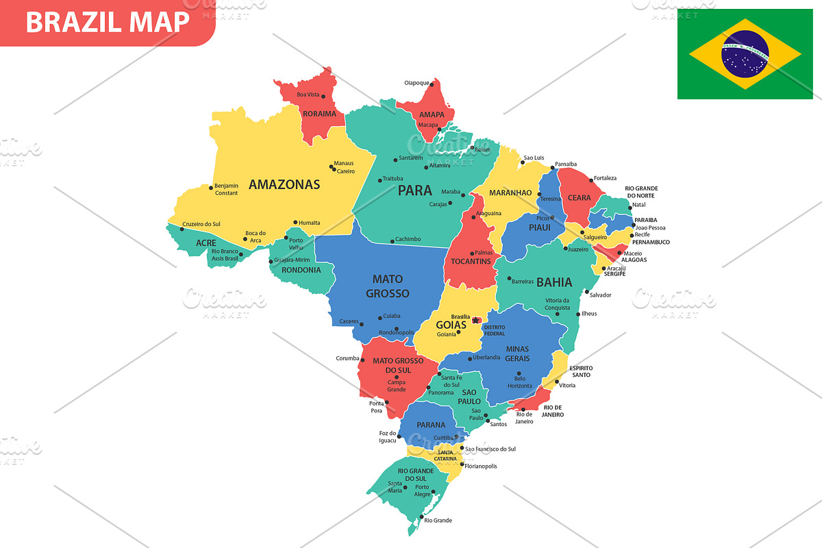 Detailed map of Brazil, an Illustration by Vector Shop (Photo 2 of 5)