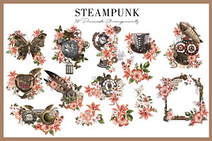 Steampunk 70 Elements ClipArt