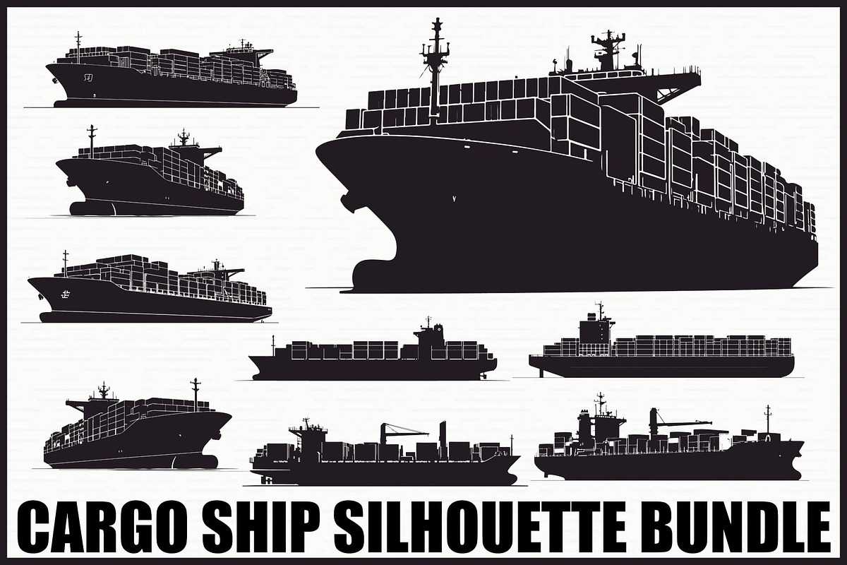 Ocean Ship & Boat Vector Silhouettes, an Illustration by jahid234 (Photo 1 of 9)
