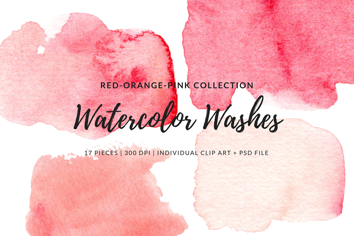 Red Orange Pink Watercolor Washes, an Object Graphic by Chelsea Bromley (Photo 1 of 4)