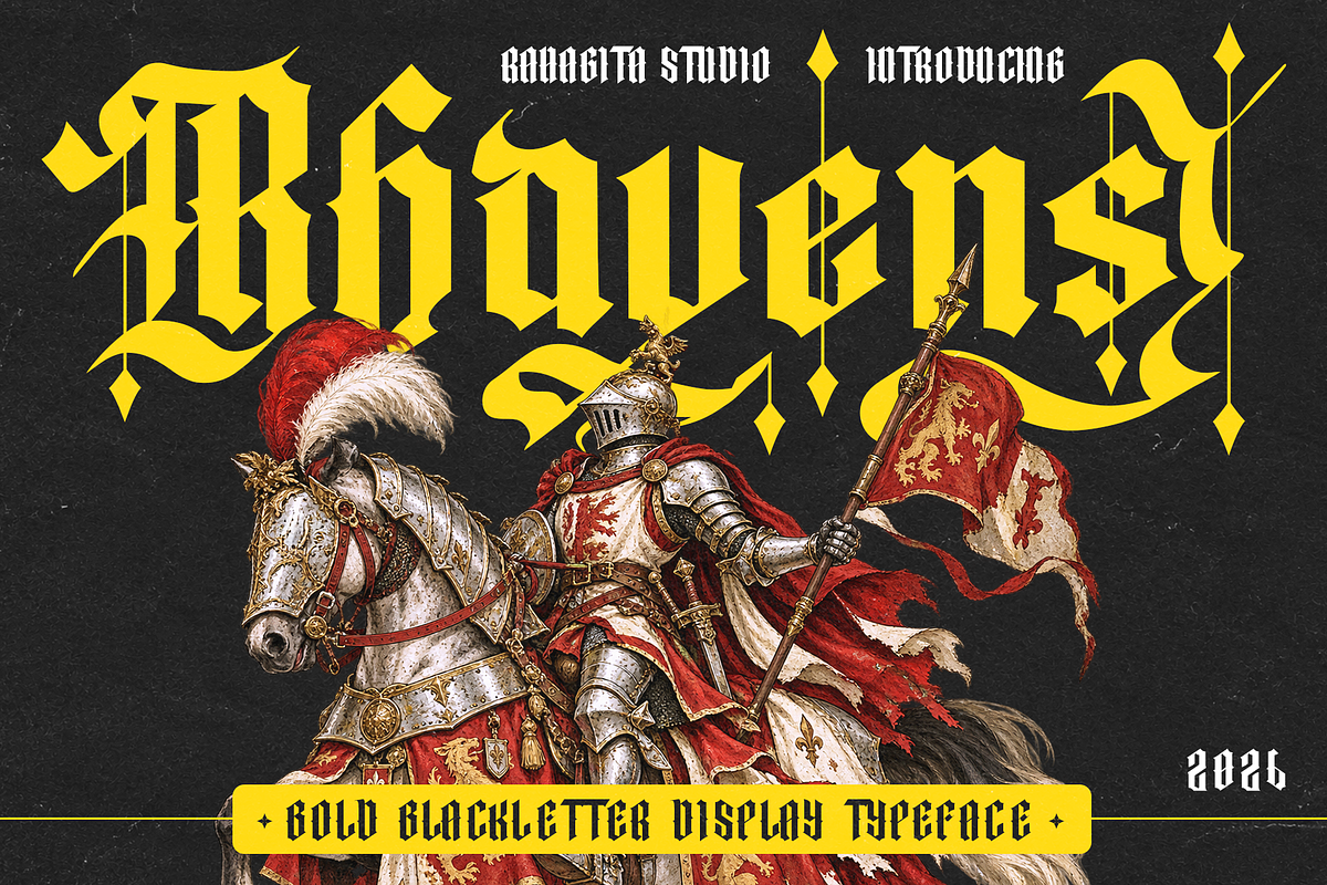 Rhavens, a Blackletter Font by Rahagita Studio (Photo 1 of 14)