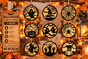 Halloween Ornaments Laser Cut SVG