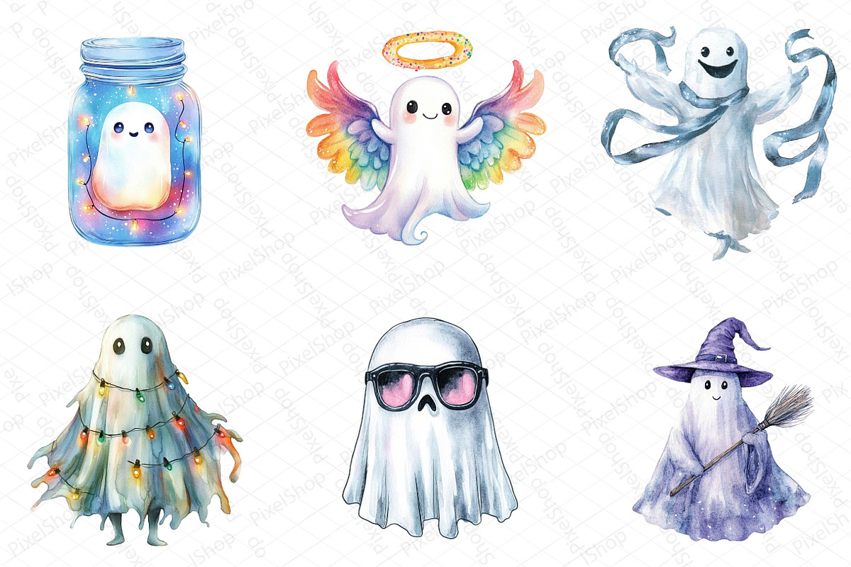 Vibrant Halloween Ghost Clipart, an Illustration by DreamPrint404 (Photo 4 of 5)