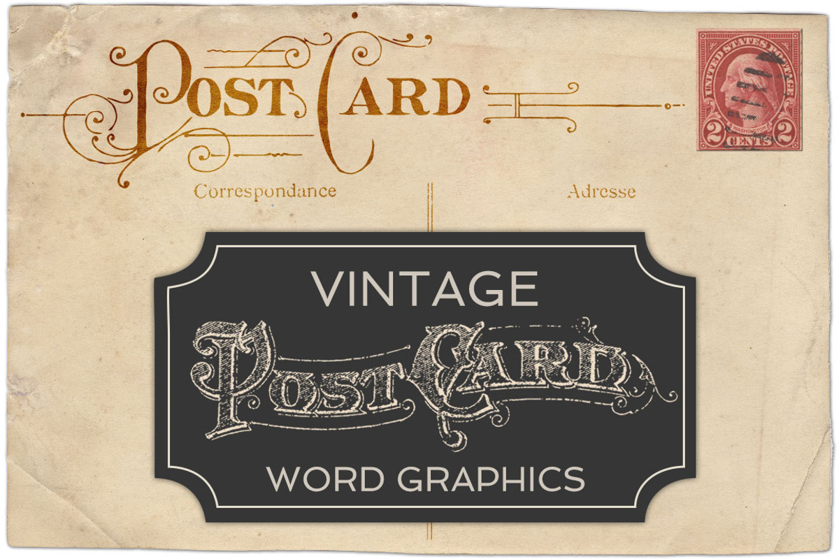 Vintage Postcard Word Vectors, an Object Graphic by Eclectic Anthology (Photo 1 of 3)