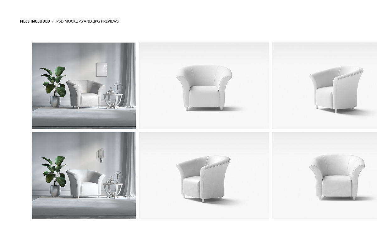Tub Armchair Mockup Set, a Household Mockup by creatsy5 (Photo 2 of 11)