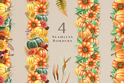 Autumn Pumpkins Watercolor Clipart, a Seasonal Illustration by AnitaPol (Thumbnail 9 of 12)