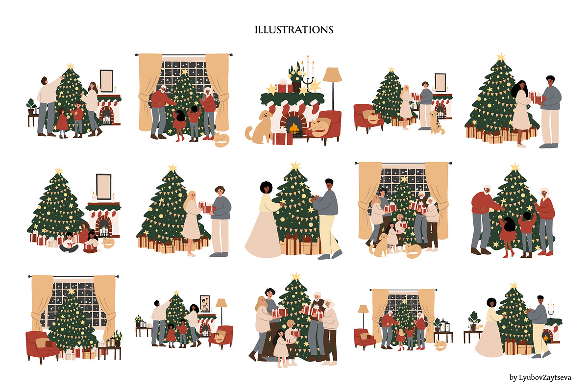 Merry Christmas clipart, a Seasonal Illustration by LyubovZaytseva (Photo 10 of 18)