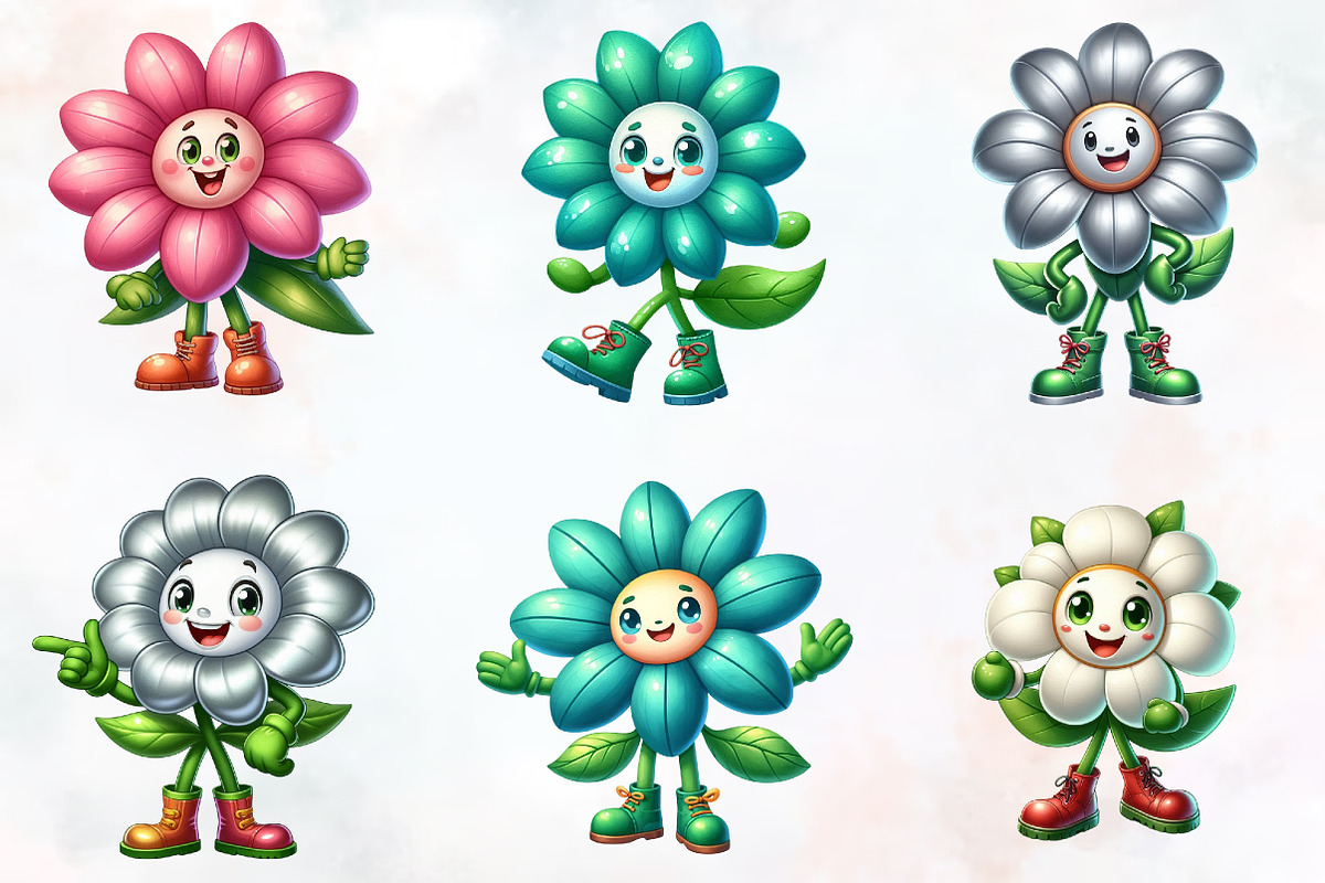 Flowers mascot sublimation clipart, an Illustration by RobertsArt (Photo 3 of 7)