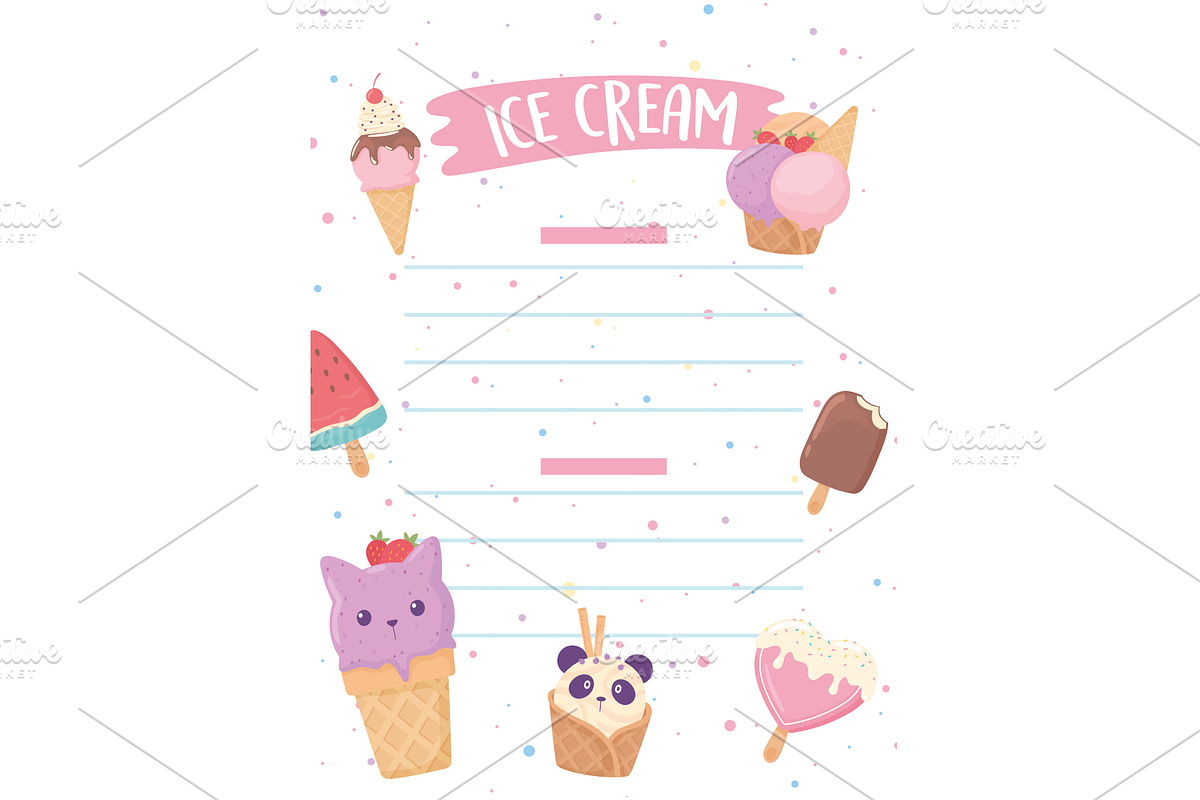 ice cream menu, a Food Illustration by studiogstock