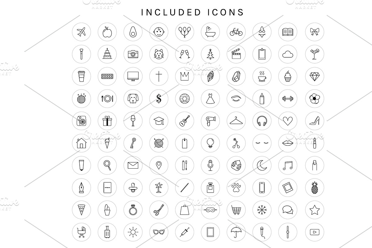 100 Instagram Story Highlight Icons, a Social Media Template by Blog&Glow (Photo 2 of 2)