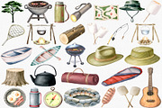 Watercolor Camping Clipart Set, an Illustration by CropUp Creative (Thumbnail 3 of 5)