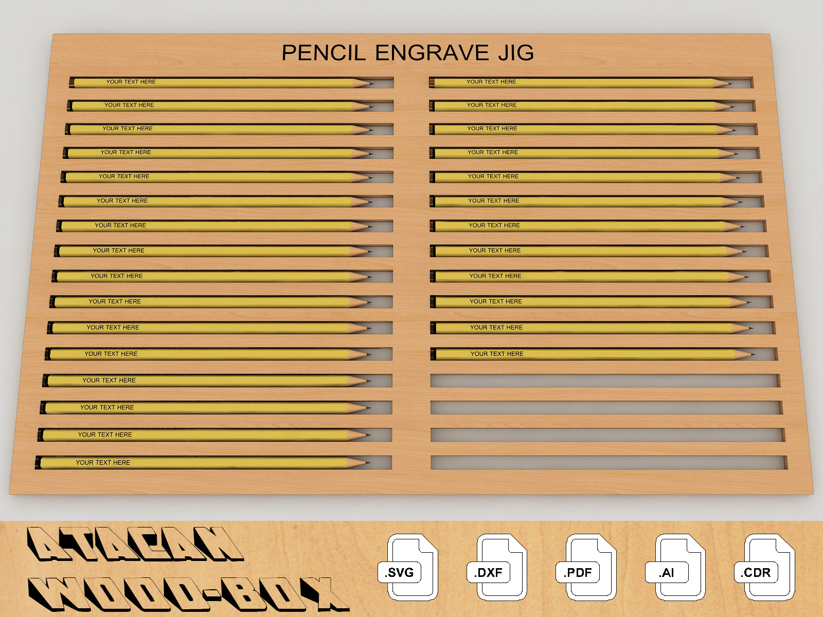 Pencil Jig for Laser Machines SVG Ai, a Graphic by AtacanDigital
