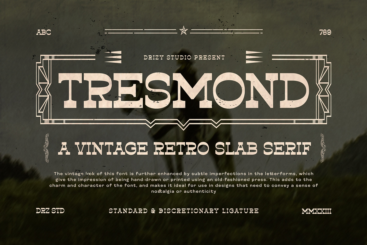 Tresmond - Vintage Retro Slab Serif, a Serif Font by Drizy (Photo 1 of 9)