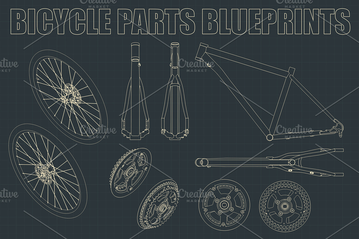 Bicycle Parts Blueprints Set, a Sport Illustration by Blacklight (Photo 5 of 10)