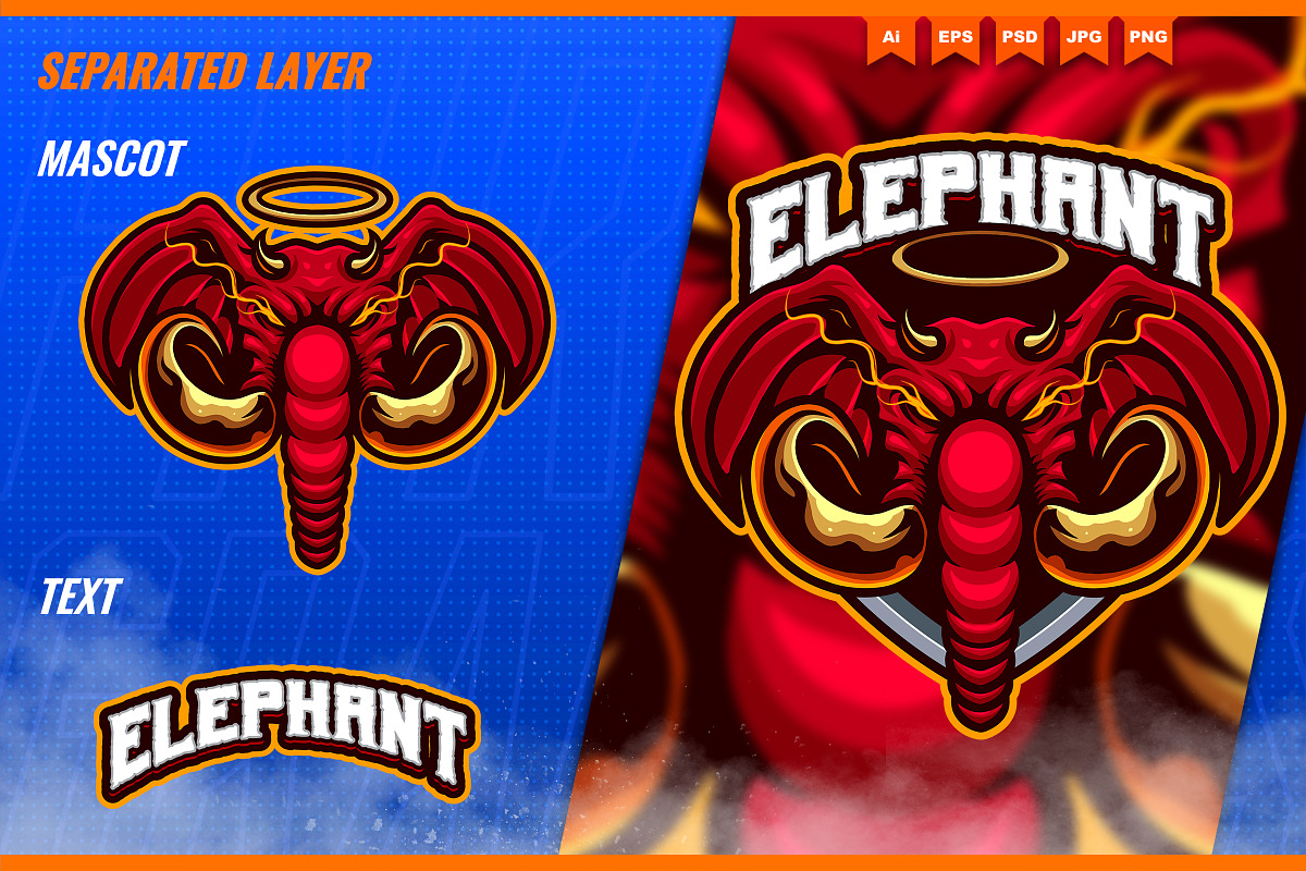 Elephant Angel - Mascot Esport Logo, a Branding & Logo Template by FNR Graphics (Photo 3 of 5)