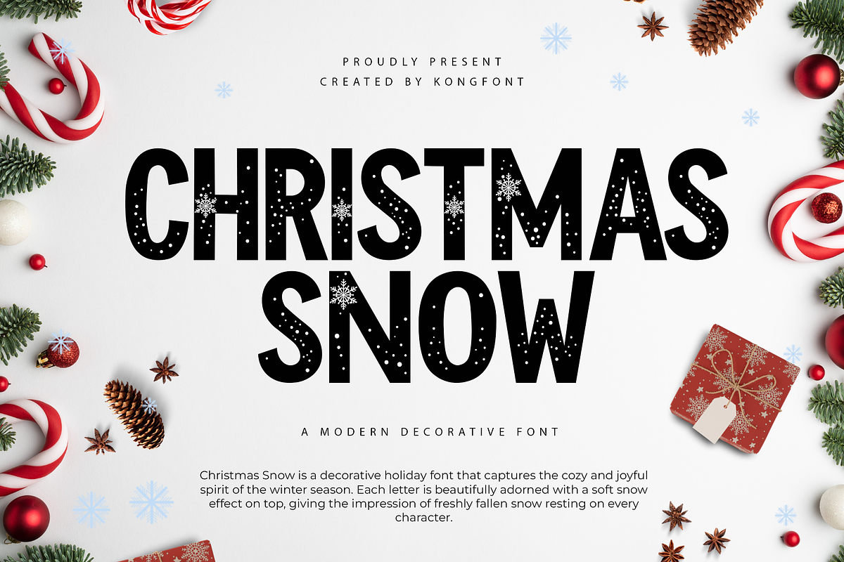 Christmas Snow–ModernDecorative Font, a Handwritten Font by overlaytemplates (Photo 1 of 5)