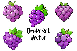 Grape Set Vector, a Food Illustration by Awieee1