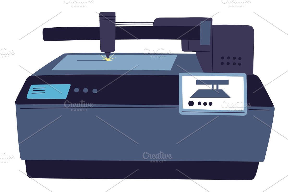 Laser machine for cutting sheet, an Object Illustration by Vectorbuum