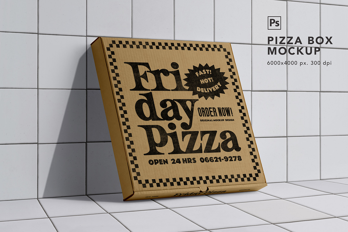 Pizza Box Mockup, a Cups & Container Mockup by eezo (Photo 1 of 5)