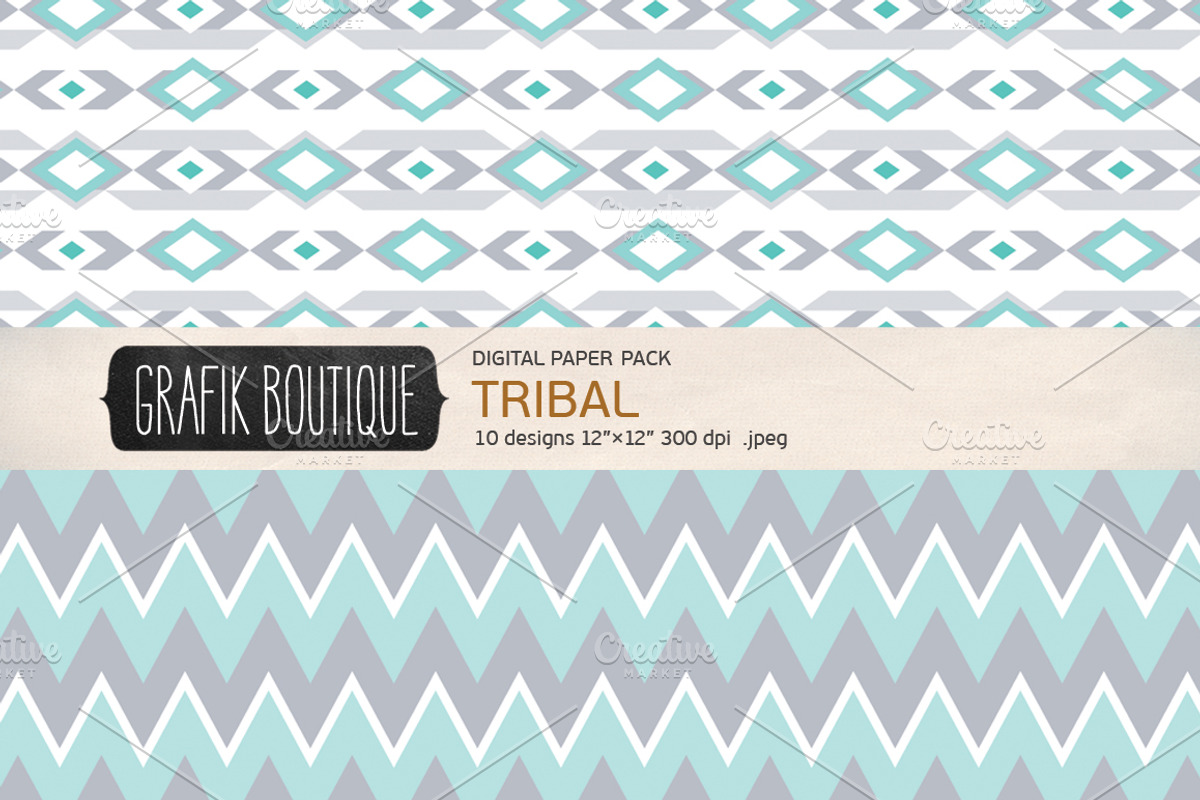 Tribal pattern digital paper pack preview 3