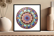Round Flower Stained Glass Clipart, an Illustration by DreamCafeArt (Thumbnail 5 of 5)