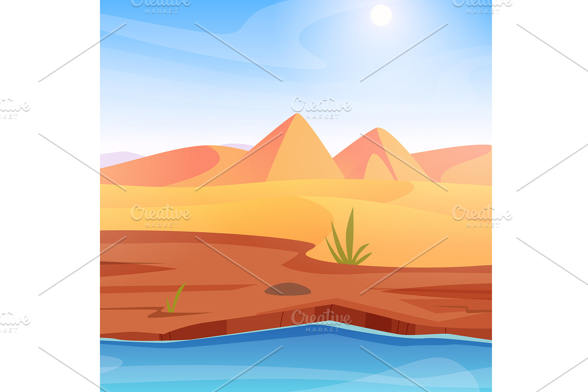 Desert. cartoon landscape with, an Illustration by Onyx
