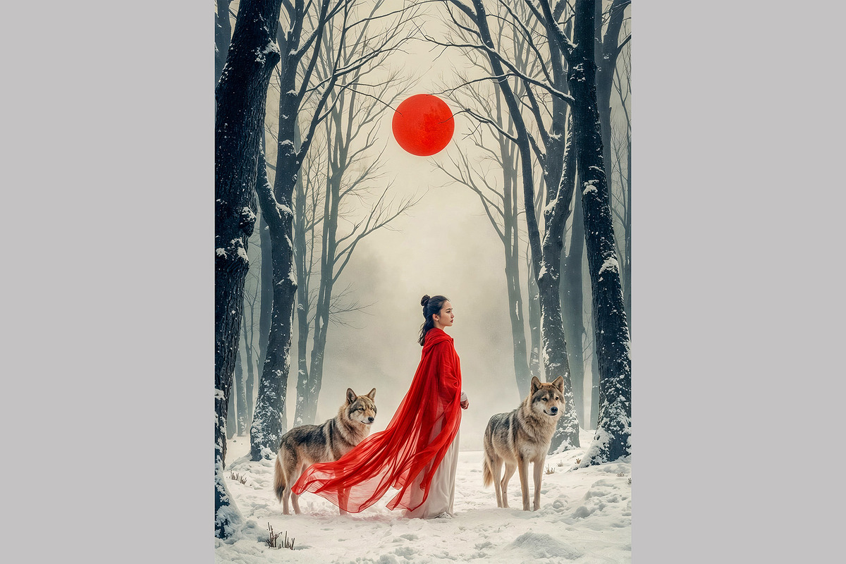 Winter Forest Wolf Princess, a Person Illustration by StockVerse Creative (Photo 4 of 4)