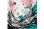 Ink Plash Teal and Pink, a Decorative Illustration by Sharon Schwalbe (Thumbnail 2 of 2)