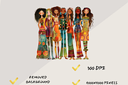 AFRO BOHO GIRLS ALL AGES CLIPART, a Person Illustration by Daring Digies (Thumbnail 7 of 10)