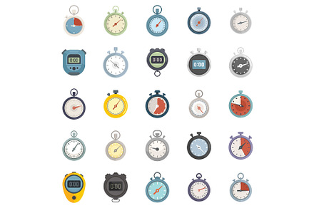 Stopwatch icons set flat vector, a Technology Illustration by Ylivdesign
