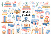 Cozy Winter Bookish Clipart, a Seasonal Illustration by JulzaArt (Thumbnail 1 of 7)