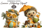 Whimsical Summer Hedgehog Clipart, a Seasonal Illustration by designcity5 (Thumbnail 1 of 5)