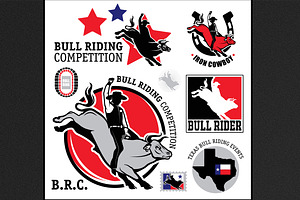 Set Of Vintage Bull Riding Labels