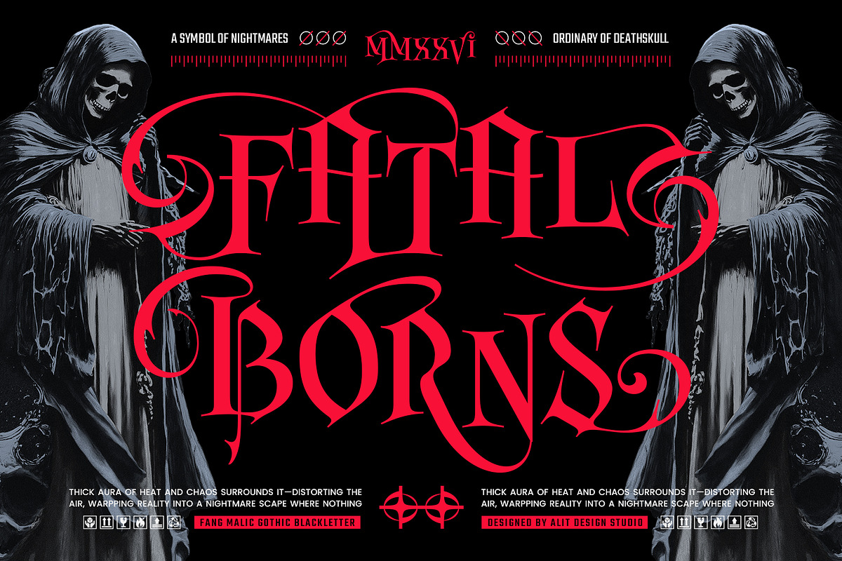 Fang Malic Typeface, a Blackletter Font by alit design (Photo 7 of 20)