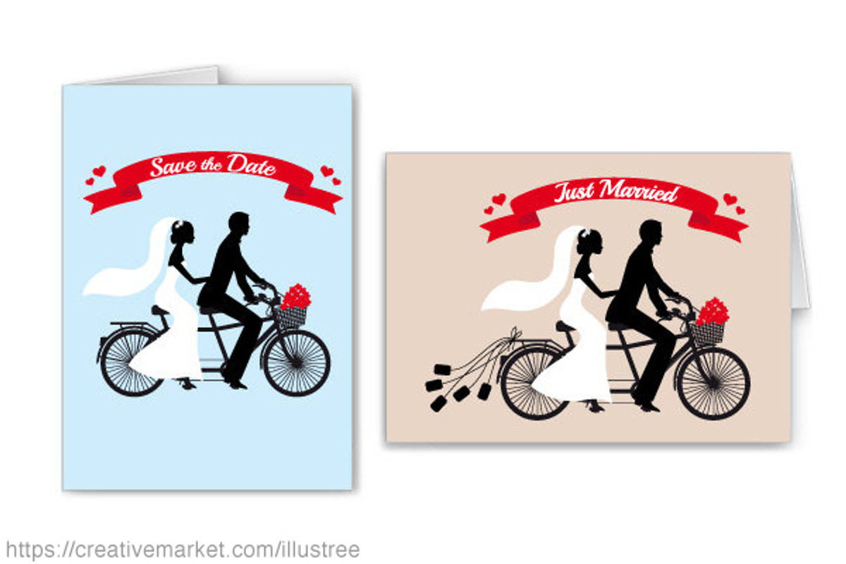 Wedding tandem bicycle, vector, an Object Graphic by Illustree (Photo 2 of 2)